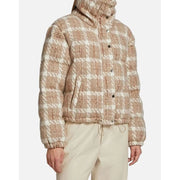 En Saison Women's Brown Check Arlo Drawstring Hem Puffer Jacket Size M