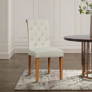 Costway HW64221BE Set of 2 Parsons Upholstered Fabric Chair with Wooden Legs Beige