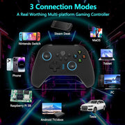 Oilsky WS-024 Wireless Gaming Controller with Bluetooth, RGB Backlighting, Hall Effect Joysticks and Triggers, Rechargeable Battery, Black