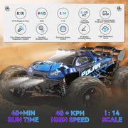 FAGINEY HS14322 RC Cars for Adults Fast 40+MPH 1:14 Waterproof Off-Road RC Truck, Blue