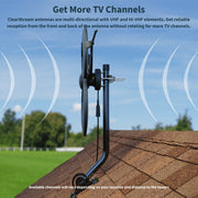 Antennas Direct ClearStream 4MAX Complete Amplified Indoor Outdoor HDTV Antenna, Multi-Directional UHF VHF, 70+ Mile Range, Includes Mast, Amplifier, 30-ft Coaxial Cable, 3-Way Splitter, Black, C4M-AC