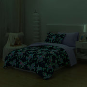 Your Zone Glow in the Dark Unicorn Twin Bedding Set, 5-Piece Comforter Set with Fabric Storage Bag, Navy