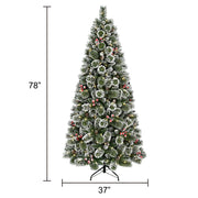 Holiday Time 301T22018 6.5' Pre-Lit Glittering Frosted Slim Pine Green Artificial Christmas Tree with Warm White Lights