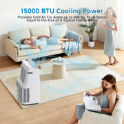 GarveeLife Portable Air Conditioner 15,000 BTU 3-in-1 Cooling Dehumidifier Fan Quiet Operation Cools Up to 850 Sq.Ft Remote Control Easy Installation Kit gwer34534