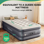 Ophanie Twin Air Mattress, 18-Inch Elevated Inflatable Bed with Built-In Pump, Puncture-Resistant PVC, Portable, Dark Gray
