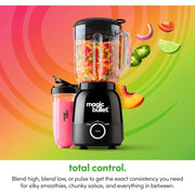 Magic Bullet Combo Blender, 600W Motor Base, 48 oz Pitcher, Personal Blending Cup with To-Go Lid, Simple Dial Controls, All Black, MBF50200AK