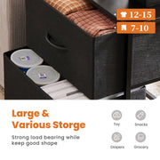 Edx Nightstand with 2 Removable Fabric Drawers, Black, Modern Design