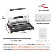 KFFKFF Spiral Coil Binding Machine with Electric Binding Feature, 46-Hole Punch, 500 Sheet Capacity, Includes 100pcs 5/16 PVC Coil Spines, Black, S20A