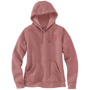 Carhartt 102791-P55 Women's Clarksburg Graphic Sleeve Pullover Hoodie, Rose Tint Heather, 3X