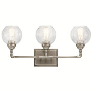 Kichler 45592AP Niles 3-Light Vanity Light with Clear Seeded Glass, Antique Pewter