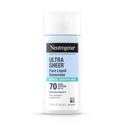 Neutrogena Ultra Sheer Mineral Face Liquid Sunscreen, Broad Spectrum SPF 70, Lightweight, Non-Greasy, Hypoallergenic, Vegan, 1.4 fl oz