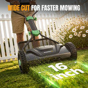 WORKPROX 16-Inch Push Reel Lawn Mower, Adjustable Height, 5-Blade Manual Mower, Removable 8-Gallon Grass Catcher, Black