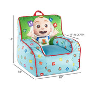 Idea Nuova NK452010 Cocomelon Kids Mink Plush Bean Bag Chair with Piping & Top Carry Handle, Cocomelon