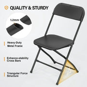 VINGLI B-FC10PACKS-271 10 Pack Black Plastic Folding Chair, Black