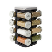 Kamenstein 16-Jar Plaza Spice Rack with Ridge Metal Caps, Revolving Countertop Organizer, Multicolor, 5296272