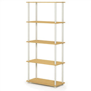 Furinno 17091BE/WH Turn-N-Tube 5-Tier Compact Multipurpose Shelf Single, Beech/White