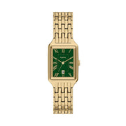 Fossil Raquel Women's Gold-Tone Stainless Steel Watch with Genuine Green Malachite Dial, 26mm ES5341