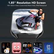 Tikland P98-BK Smart Watch, 1.96'' HD Screen Smartwatch for Men Women's, Answer/Make/Message, Waterproof Fitness Tracker