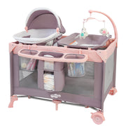 Pamo Babe 4-in-1 Baby Playard with Bassinet, Changing Table, Travel Tote Bag, Pink, 4-Panels Playpen 6489164586