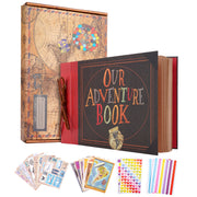 TJT Our Adventure Book Scrapbook Photo Album, Vintage Leather Hardcover with 3D Embossing (Hardcover)