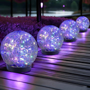 Mehoom Solar Globe Lights Outdoor, 4 Pack, 30 LED Cracked Glass, Waterproof IP65, Warm Yellow, Garden Patio Yard Landscape Lighting