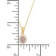 Brilliance Fine Jewelry TRS019032PPCZ14 Childrens 10K Yellow & Rose Gold w/Rhodium Oval Guadalupe Pendant & 14