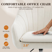 Coolhut Office Desk Chair, Padded Beige Velvet Upholstery, Mid-Back, Height Adjustable, Rolling with Gold Star Base, P10J-Beige