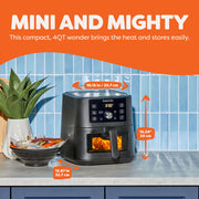 Instant Pot 4Qt Vortex Mini Air Fryer, 6-in-1 Programmable with EvenCrisp Technology, Black, 4 Quart, 140-3221-01B