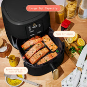 Beautiful 29029 6 Qt Air Fryer with TurboCrisp Technology, Black Sesame