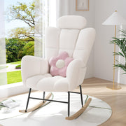 Paproos F0068 Modern Teddy Fabric Rocking Chair, White
