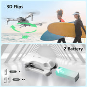 4DRC 4D-F10 F10 RC Quadcopter Drone, Foldable w/1080P HD Dual Cameras, 120 Wide-Angle, Silver White