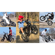 TST Electric Mountain Bike, 750W Geared Hub Motor, 20x4-Inch Fat Tires, Full Suspension, Mechanical Disc Brakes, 48V 15AH Battery, 28MPH Pedal-Assist, R002