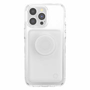 PopSockets MagSafe Power Pack Charger, 5000 mAh, White Clear, Portable Wireless Battery with Integrated Grip and Stand, 20W USB-C Wired Charging, 807350