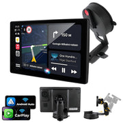 MHCBSR Wireless CarPlay Screen, 8-Inch Portable Car Stereo with 4K Front Dash Cam, 1080P Rear Backup Camera, Satellite Radio, Apple CarPlay & Android Auto, GPS Navigation, Voice Control