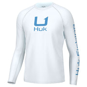 Huk H1200573-100 Icon Crew-Neck Long-Sleeve Shirt for Men - White - L