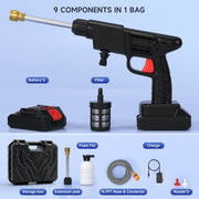 Topteng 24V Cordless Electric Pressure Washer, Portable High Pressure Spray Water Gun with Rechargeable Batteries and Tool Box, 377 PSI, H008-007-US
