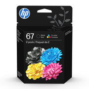 HP 3YP29AN#RFD 67 Original Black and Tri-Color Ink Cartridge 2-Pack, Standard Yield, Compatible with HP ENVY and DeskJet Printers