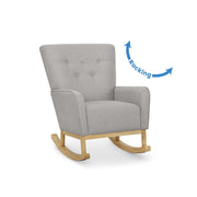 Delta Children Colby Rocking Chair, Mid-Century Modern, French Grey Fabric, Natural Wood Base