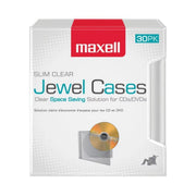 Maxell 190159 Slim CD/DVD Jewel Case, 30 Pack