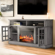CHITOOMA CHITOOMA-01G 1400W Electric Fireplace TV Stand up to 65 inch TVs with Adjustable Shelves, Grey