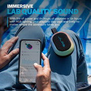 JLab Pop Party Bluetooth Portable Speaker, 5W Full Range Driver, RGB Lighting, IP55 Waterproof, LabSync Connect, Black, SBPOPRBLK123
