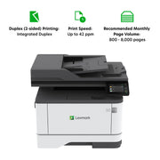 Lexmark MX431adn Monochrome Laser Multifunction Printer, 42 ppm, Automatic Duplex, Gigabit Ethernet, USB, 29S0200