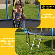 Mersco 12FT Pumpkin-Shaped Kids Trampoline with Safety Enclosure Net, Galvanized Steel Frame, Ladder Included, Outdoor Backyard Fun