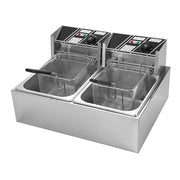 Aoresac HB0109US 12L Electric Deep Fryer, 2500W Dual Tank Stainless Steel Fish Fryer, 6L x 2