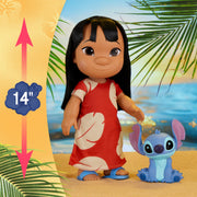 Just Play Disney Lilo & Stitch 14-Inch Poseable Lilo Doll with Hawaiian Print Dress and Removable Sandals, 5-Inch Stitch Figure, Collectible Toy Set