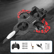 Fighter Jet RC Drone, 2.4GHz Quadcopter with 360 Flip, LED Lights, One Key Takeoff, Altitude Hold, Foldable, Red