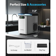 Aeitto CB24MD Nugget Ice Maker Countertop, Pellet Ice Maker Machine Soft Chewable Ice 40lbs/Day, Silver