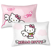 Sanrio Hello Kitty Kids 6 Piece Reversible Comforter Bed in a Bag, Pink, Queen, Polyester Microfiber, 7C363C