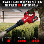 Dinosoo 48-11-1840 Battery, 2-Pack 8.0Ah Lithium-Ion, Compatible with 18V M-18 Cordless Power Tools, Fits Models 48-11-1865, 48-11-1850, 48-11-1860, 48-11-1852