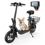 Kistp KC1-Black 12 inch Commuter Electric Scooter with Basket, KC1